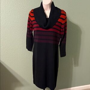 Dress Barn Multicolor Striped Cowl Neck Dress